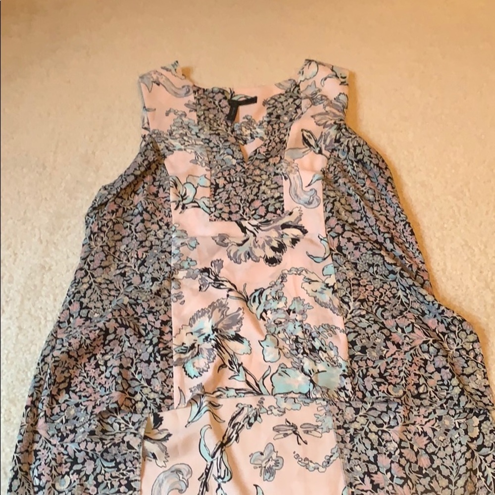 Pink and blue flowered maxi blouse